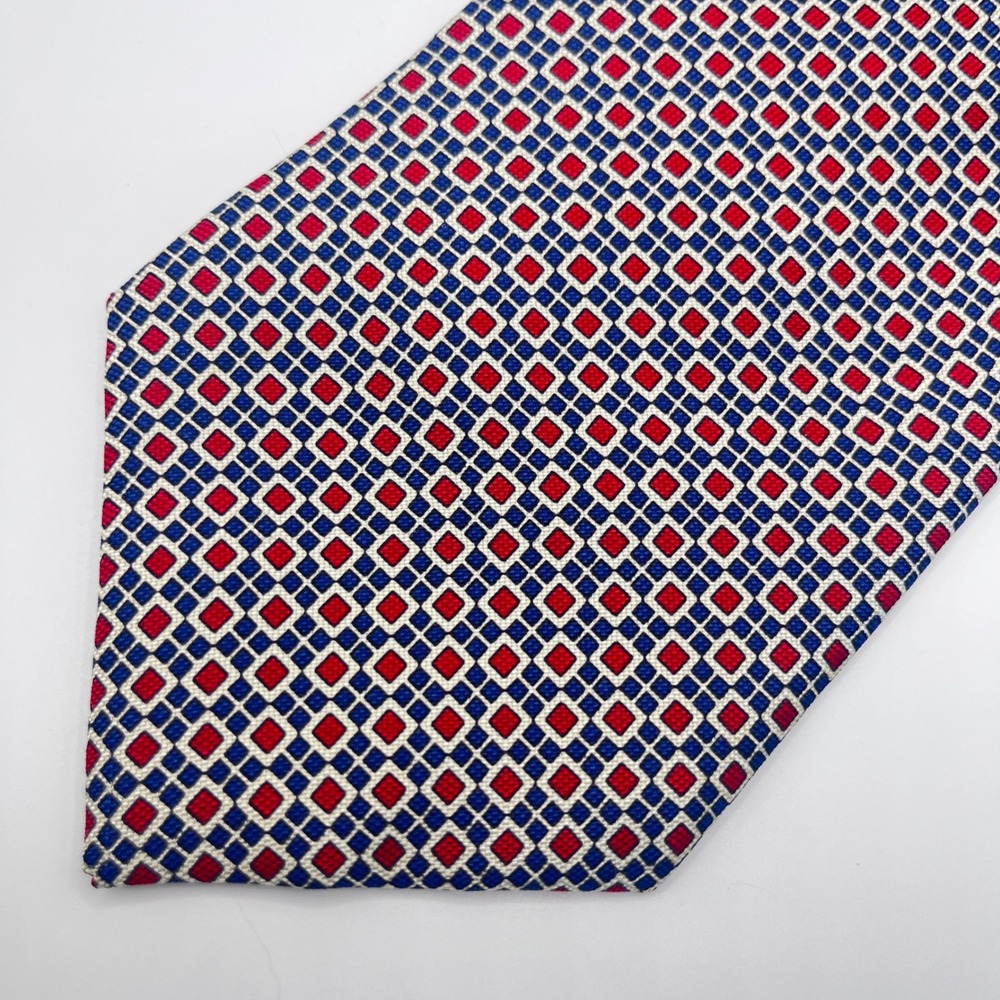 Lauren Ralph Lauren Necktie Mens OS Blue Red Excellent Silk Geometric Diamond